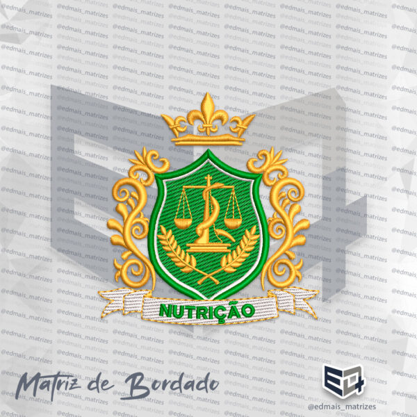 Matriz de Bordado Nutrição Brasão Coroa 1