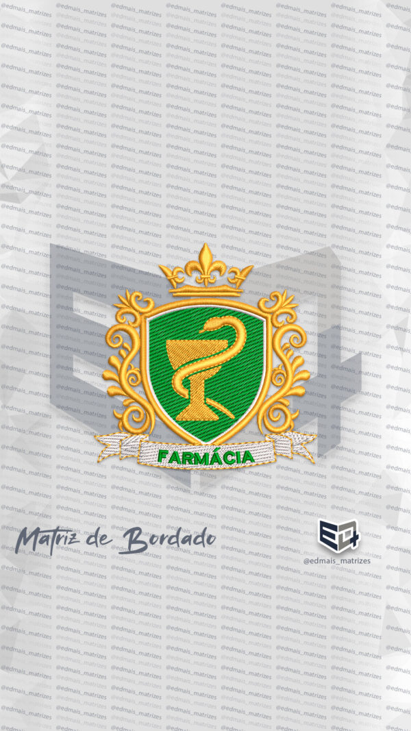 Matriz de Bordado Brasão Farmácia Coroa