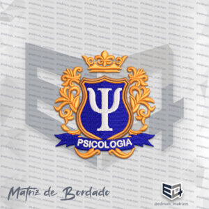 Matriz de Bordado Brasão Coroa Psicologia 25