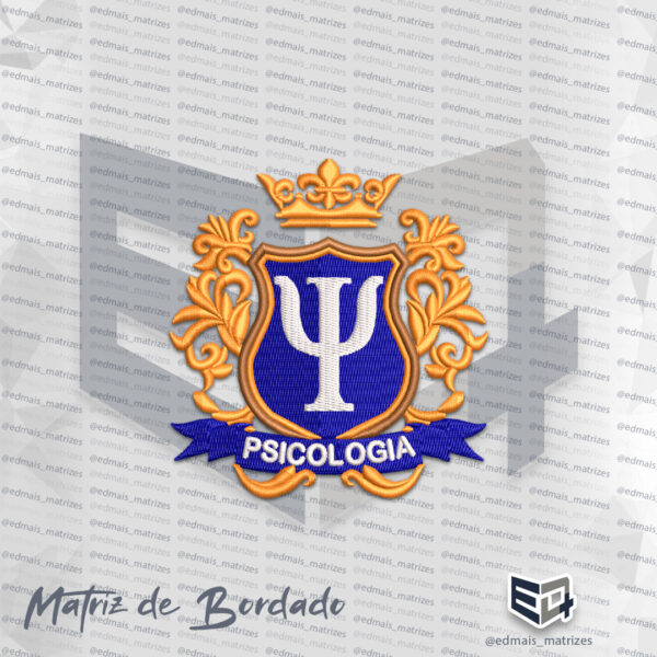 Matriz de Bordado Brasão Coroa Psicologia 25