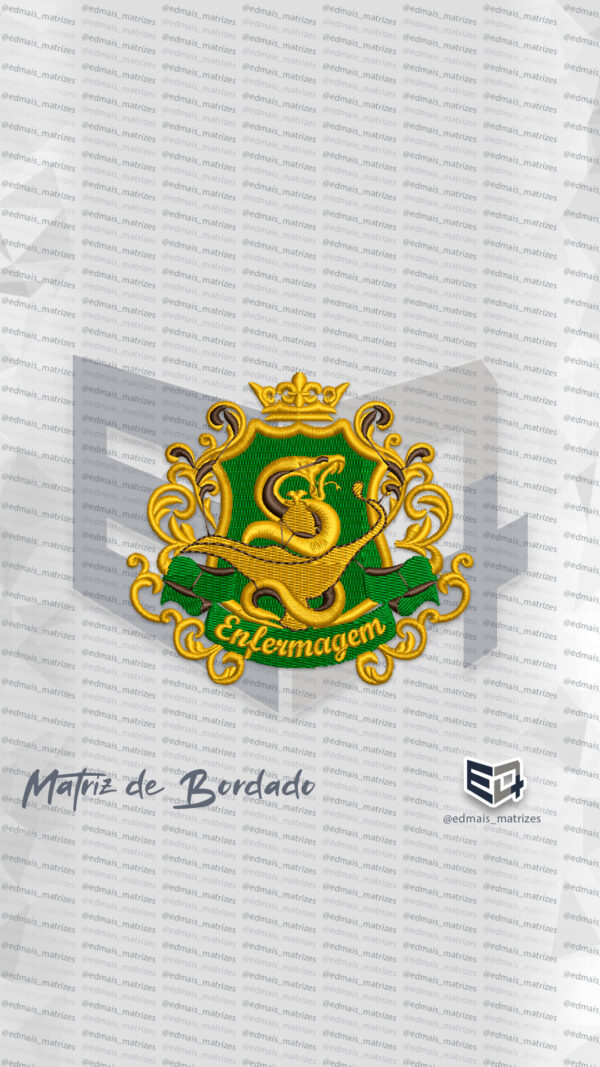Matriz de Bordado Brasão Enfermagem Coroa 2
