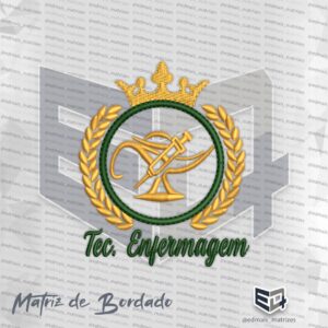 Matriz de Bordado Tec. de Enfermagem Coroa e Ramos