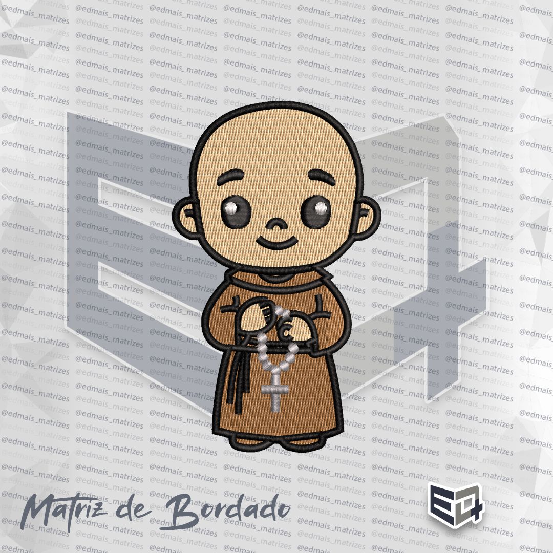 Matriz de Bordado Frei Gilson - Estilo Chibi Infantil