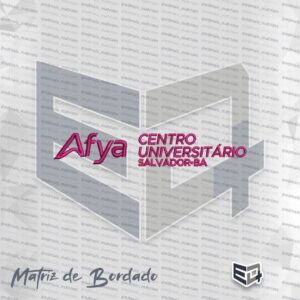 Matriz de bordado computadorizado com o logotipo Afya Centro Universitário Salvador-BA na cor magenta ou rosa escuro
