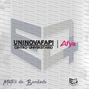 Matriz de bordado computadorizado do logotipo UNINOVAFAPI Centro Universitário e Afya em linha preta e rosa
