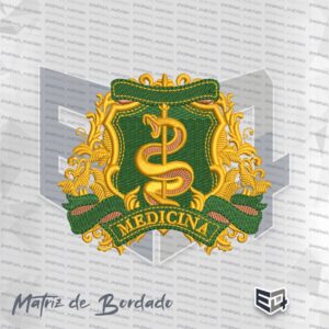 Matriz de Bordado Brasão Medicina 08 Ornamental Clássico