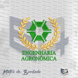 Matriz de Bordado Engenharia Agronômica Símbolo e Ramo de Louro