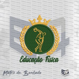 Matriz de Bordado Educação Física Brasão Coroa Cheio