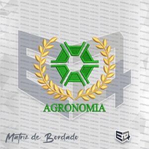 Matriz de Bordado Símbolo Agronomia 3 Ramos Dourados
