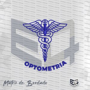 Matriz de Bordado Optometria - Símbolo Caduceu com Olho Azul