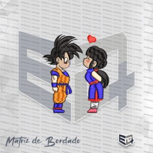 Matriz de Bordado Goku e Chichi Casal Dragon Ball Anime