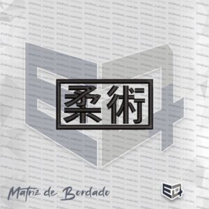 Matriz de Bordado Ideogramas Kanji Jiu Jitsu Patch Retangular