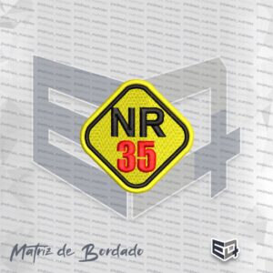 Matriz de Bordado Patch NR35 Trabalho em Altura Seguranca Amarelo e Preto